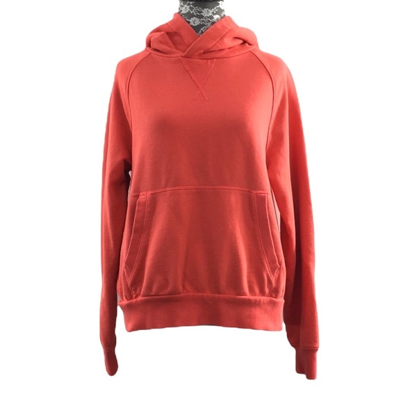 Athleta Moonrise Hoodie Passion Fruit Coral Size Small Pullover‎ Split Open Back - Picture 1 of 11